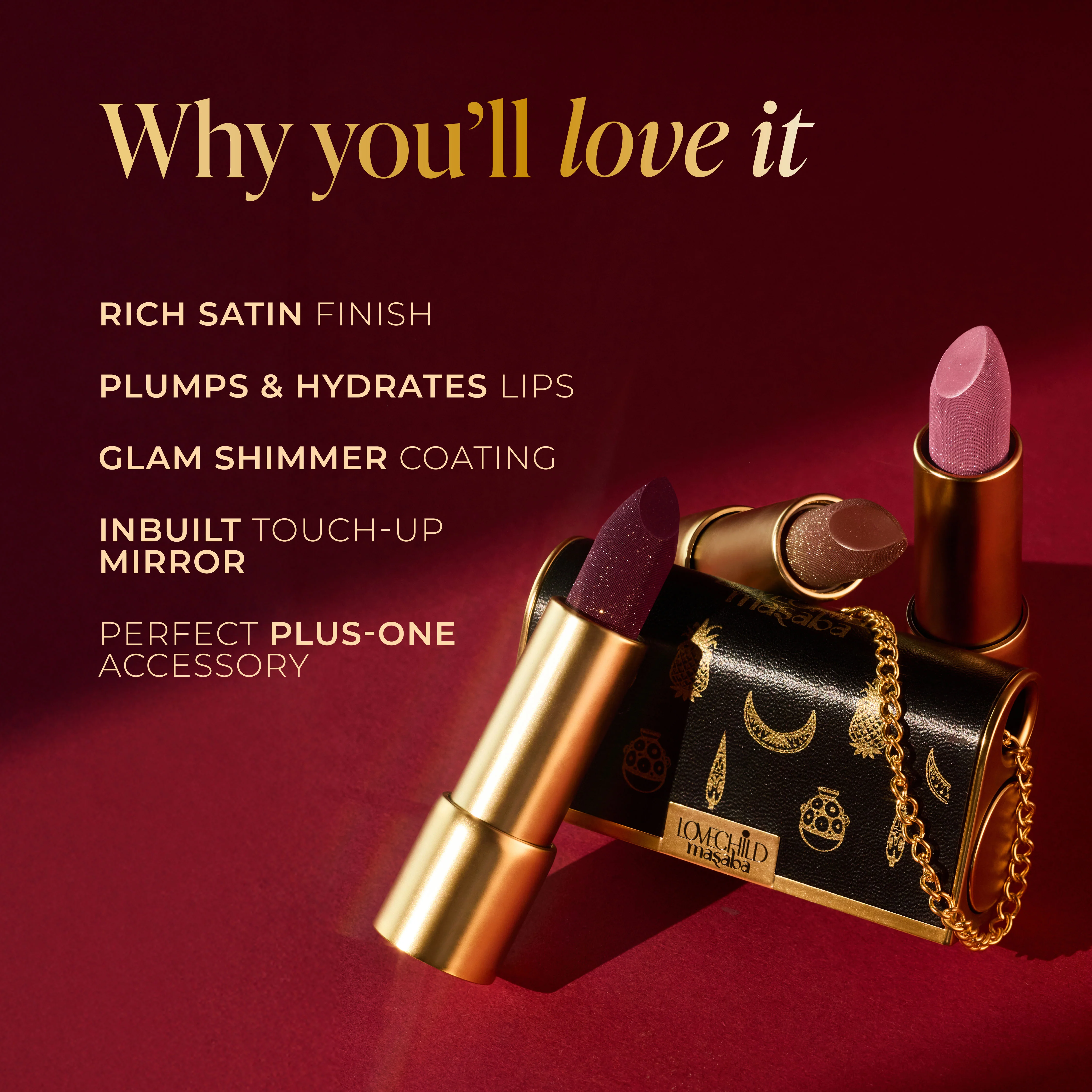 Batua Pocket Lipstick - Gulaabo (Red) Rich Satin Finish With In-built Mirror - Image 5