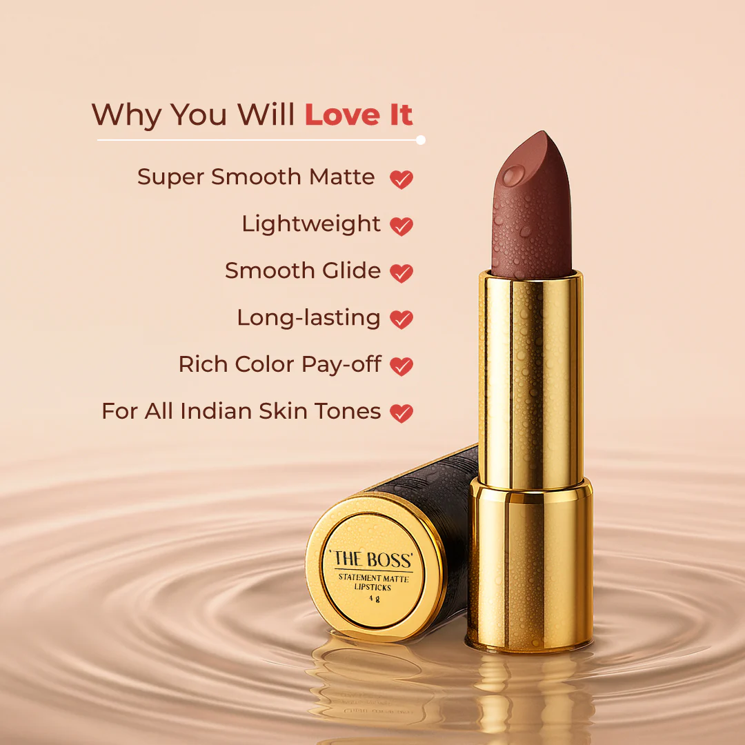 The Boss Statement Matte Lipstick-  Burnout (Dark Rosewood) - Image 5
