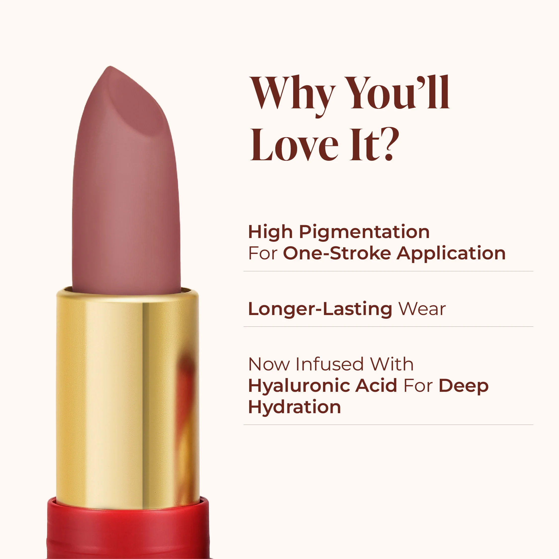 Luxe Matte Lipstick- Caramel (Mauve Nude) Velvet Matte Finish - Image 5