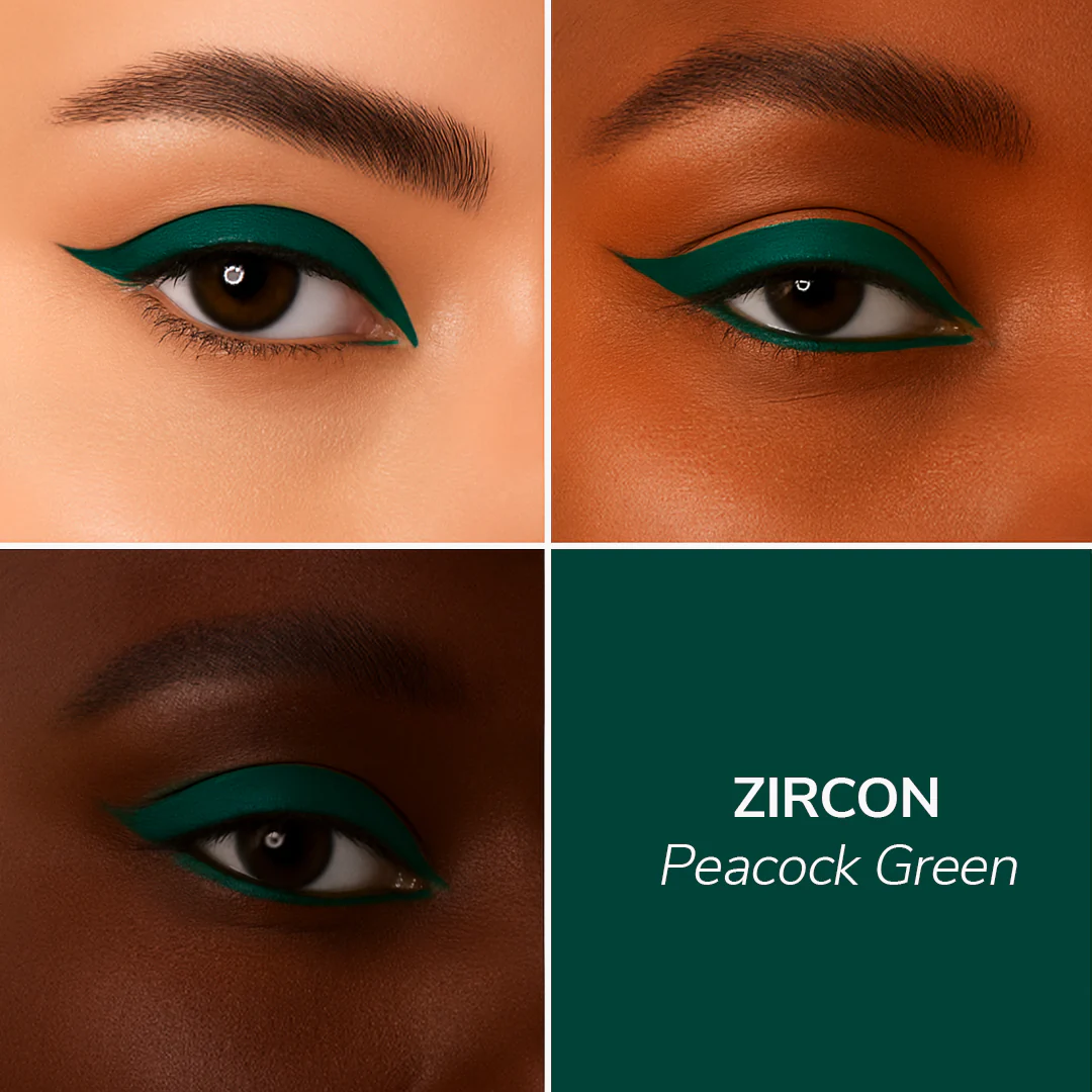 Crystal Crush Waterproof Colored Gel Eyeliner - Zicron (Peacock Green) HD Gloss Finish - Image 3